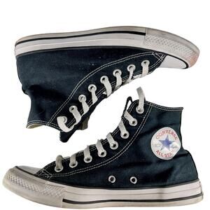 CONVERSE! ALL STAR CHUCK TAYLOR BLACK CANVAS & WHITE HIGH TOP SNEAKERS! SZ 9